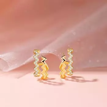 Серьги-гвоздики с бриллиантами, женские, легкие, роскошные, нишевого дизайна, с индивидуальным дизайном, двухрядные, микро-цирконовые, волнистые серьги