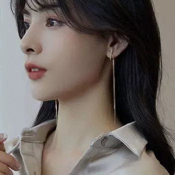 Серьги-гвоздики с буквами X женские легкие роскошные серьги Niche Ins Temperament с длинными бахромой золотой