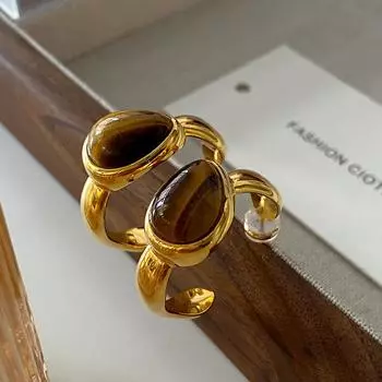 Серьги-гвоздики с буквой C, инкрустированные камнями из тигрового глаза, модные простые ретро-серьги с высоким чувством Майяра