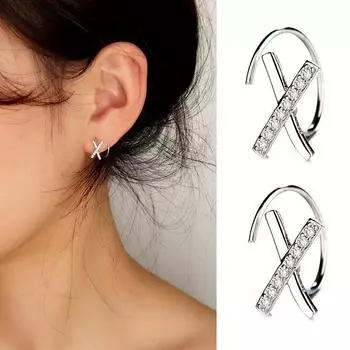 Серьги-гвоздики с буквой X из стерлингового серебра 925 пробы для женщин, свадебные серьги, модные ювелирные изделия на годовщину