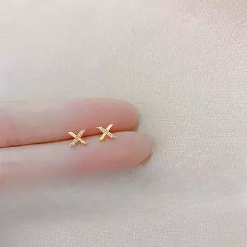 Серьги-гвоздики с буквой X, женские минималистичные серьги Sense English, серьги Ins Cold Wind Ear Hole золотой