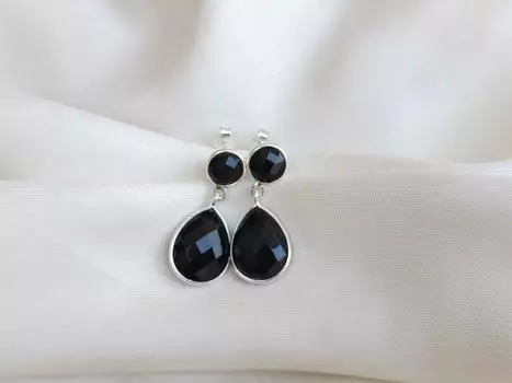 Серьги-гвоздики с черным ониксом, круглые серьги с драгоценными камнями, серьги из стерлингового серебра 925 пробы, подарочные серьги для нее