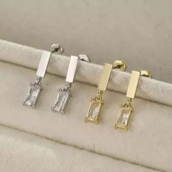 Серьги-гвоздики с циркониевыми вставками Серьги с плоскими задними вставками (женщины) | Серьги-гвоздики Украшения для пирсинга | Маленькие серьги-гвоздики для женщин One Size золотой