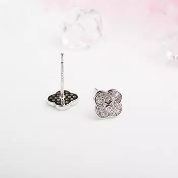 Серьги-гвоздики с цветами и бриллиантами Простые и элегантные Новые модные женские Маленькие и универсальные Японские и корейские свежие