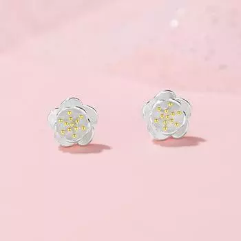 Серьги-гвоздики с цветами Женские летние серьги Маленькие и простые по дизайну Маленькие серьги-цветы Студенческие серьги