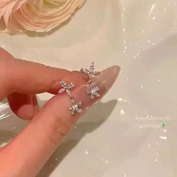 Серьги-гвоздики с цветком из циркония, женские, нишевый дизайн, нежные, милые, летние серьги-цветы