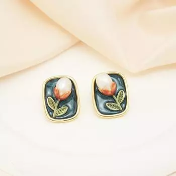 Серьги-гвоздики с цветком лилии из пресноводного жемчуга в китайском стиле, изысканные маленькие, высокого класса, легкие, роскошные, женские серьги-капли в виде масла 18K