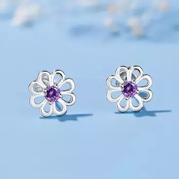 Серьги-гвоздики с цветком Qianqianjie, женские простые серьги-цветы Mori Zircon, маленькие, свежие, нишевые, корейская версия, аксессуары