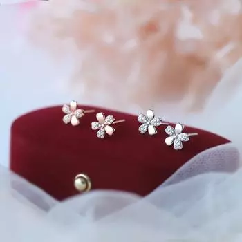 Серьги-гвоздики с цветком Женские летние серьги Niche Design Темпераментные серьги с цветущей вишней