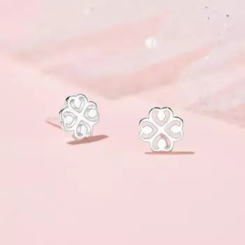 Серьги-гвоздики с цветком, женские полые глянцевые серьги, маленькие, свежие аксессуары в японском и корейском стиле