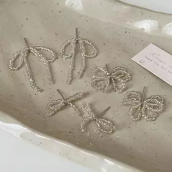 Серьги-гвоздики с цветочным бантом и кристаллами, женские, простые, милые, нежные, индивидуальные, модные, универсальные серьги