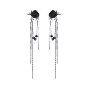 Серьги-гвоздики с длинной кисточкой Black Rose в сладком и пряном стиле, легкие, роскошные, высокого класса