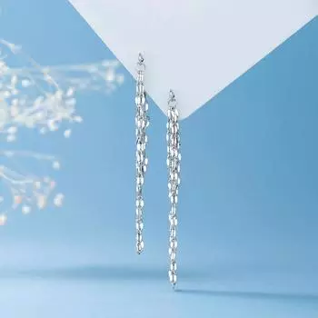 Серьги-гвоздики с двойной цепочкой и бахромой для женщин, легкие, роскошные, нишевый дизайн, серьги-вспышки с задним подвесом