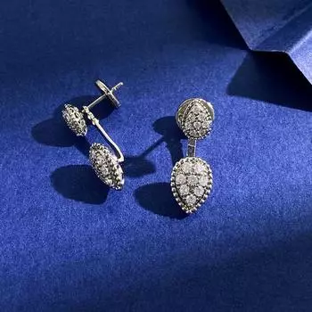 Серьги-гвоздики с двойными каплями воды и бриллиантами, покрытые медью, 18-каратное золото, легкая роскошь, модные серьги Ins Temperament, звезда золотой