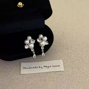 Серьги-гвоздики с французским ретро-жемчугом и цирконием, женские, нишевые, легкие, роскошные, индивидуальные, модные, уникальные, текстурные, универсальные серьги