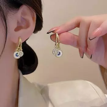 Серьги-гвоздики с гальваническим покрытием, полированные глянцевые геометрические стразы, инкрустированные французскими винтажными женскими серьгами