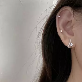 Серьги-гвоздики с геометрическим изгибом из стерлингового серебра 925 пробы с цирконием для женщин, подарки, сладкие ювелирные изделия для вечеринок, подарки, новое поступление