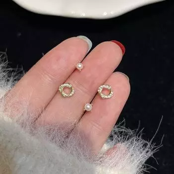 Серьги-гвоздики с геометрическим кругом, женские минималистичные серьги Niche Design Sense из четырех предметов, серьги Doudou