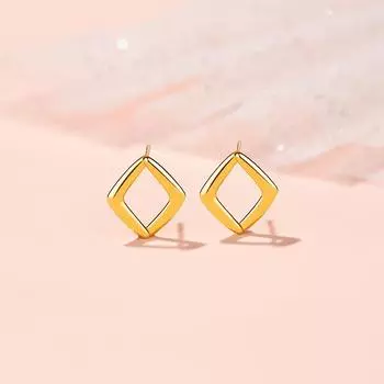 Серьги-гвоздики с геометрическим ромбом, женские, нишевые, дизайн, чувство индивидуальности, корейская версия, пригородные серьги