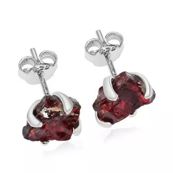 Серьги-гвоздики с грубым драгоценным камнем красного цвета, серебро 925 пробы, минималистичные серьги, ювелирные изделия из серег-гвоздиков ручной работы, подарок на Пасху красный