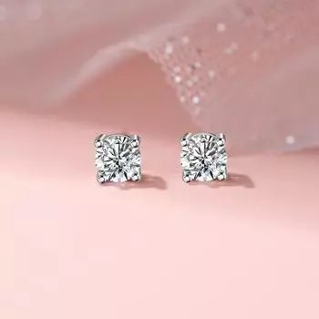 Серьги-гвоздики с имитацией моцареллы и бриллиантами, нишевый дизайн на осень и зиму, серьги с четырьмя когтями из 50-точечного бриллианта и циркония, простые