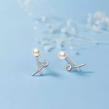 Серьги-гвоздики с имитацией жемчуга крест, женские легкие, роскошные, маленькие, свежий дизайн, циркониевые, пригородные серьги