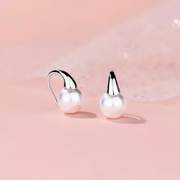 Серьги-гвоздики с имитацией жемчуга в форме французской буквы U, женские, ретро, легкие, роскошные, темпераментные, геометрические линии, металлические серьги-крючки