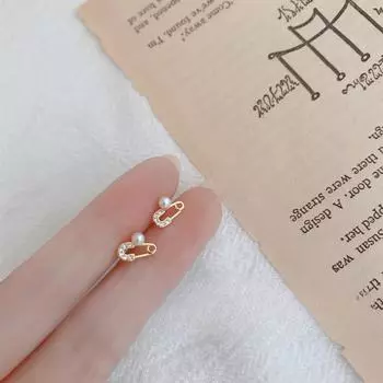 Серьги-гвоздики с имитацией жемчуга, женские простые и маленькие серьги с отверстием для уха, Ins Niche Design Sense золотой