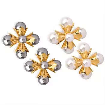 Серьги-гвоздики с имитацией жемчуга, женские, французские, легкие, роскошные, в стиле ретро, из титановой стали с покрытием из настоящего золота 18 карат, серьги-украшения для ушей