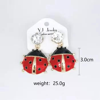Серьги-гвоздики с каплями масла, сохраняющие цвет, серьги в виде животных-божьих коровок, безделушки в стиле ретро для девочек