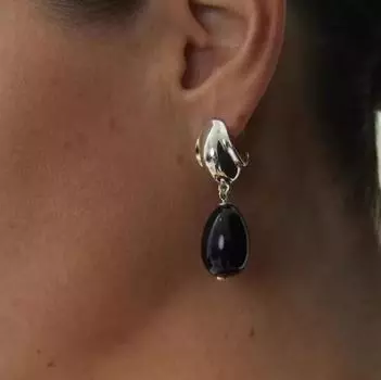 Серьги-гвоздики с каплями воды в форме овального черного агата, женские серьги-подвески в форме яйца на осень и зиму 24 года, серьги Niche High-End