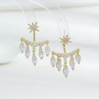 Серьги-гвоздики с кисточками из циркона CMM, корейские модные украшения золотой