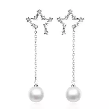 Серьги-гвоздики с кисточками в виде преувеличенных звезд, серьги-гвоздики, цирконовый метеорит, средняя и длинная жемчужина, простая индивидуальность, серьги-пентаграммы.