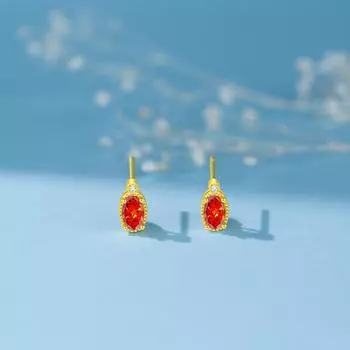 Серьги-гвоздики с красным бриллиантом в форме капли воды, женские легкие, роскошные, элегантные, японские и корейские серьги, серьги Niche Temperament из циркония