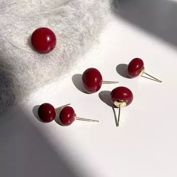 Серьги-гвоздики с красными бобами из серебра 925 пробы, женские ретро-уникальные высококачественные серьги, осенне-зимние женские темпераментные рождественские серьги, новые 925 silver needle