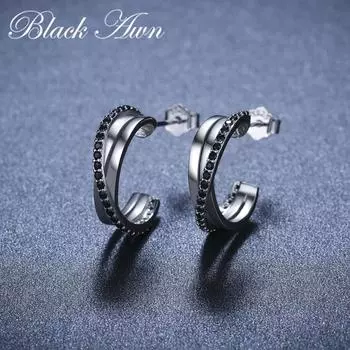 Серьги-гвоздики с крестом BLACK AWN