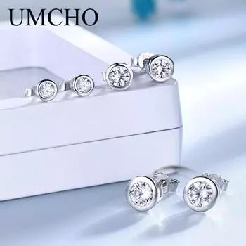 Серьги-гвоздики с круглым цирконием 4 мм из стерлингового серебра 925 пробы с белым кубическим цирконием белый