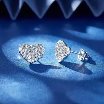 Серьги-гвоздики с кубическим цирконием, цирконием, медью, платиной, розовым золотом, 14-каратным золотом платиновый