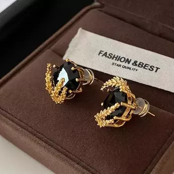 Серьги-гвоздики с квадратными бриллиантами в форме риса, геометрические овальные, уникальный креативный дизайн, высококачественные серьги, модные, легкие, роскошные, ретро-серьги для женщин