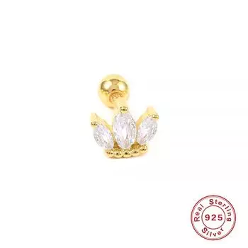 Серьги-гвоздики с маленькой короной и бриллиантовой нитью из стерлингового серебра 925 пробы, самые продаваемые трендовые гвоздики для ушных косточек