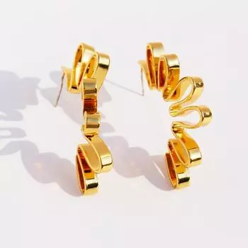 Серьги-гвоздики с металлическим абстрактным мотивом и складной линией, модные, с архитектурным смыслом, преувеличенные, 901 золотой