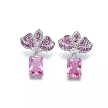 Серьги-гвоздики с микро-инкрустацией из циркония, модные серьги-гвоздики в форме кленового листа, геометрические прямоугольные серьги-гвоздики из серебра 925 пробы