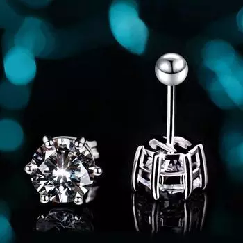 Серьги-гвоздики с муассанитом цвета D для женщин, 0,8 карата, высочайшее качество, сверкающее свадебное украшение из 100% стерлингового серебра 925 пробы 0.8 carat(6mm)