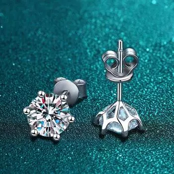 Серьги-гвоздики с муассанитом цвета D для женщин, стерлинговое серебро S925, белое золото, лабораторные бриллиантовые серьги с сертификатом GRA 0.2 Carat 3.5mm