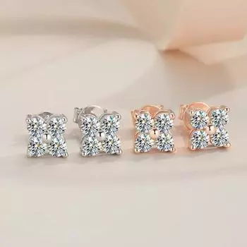 Серьги-гвоздики с муассанитом цвета D, 3 мм, стерлинговое серебро S925, позолота 18 карат, свадебные сверкающие ювелирные изделия для женщин