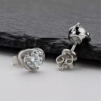 Серьги-гвоздики с муассанитом цвета D 0,5 карата для женщин, стерлинговое серебро 925 пробы, сверкающее сердце, цветок, вечерние ювелирные украшения 0.5 Carat