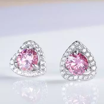 Серьги-гвоздики с муассанитом для женщин, оригинальные серьги из стерлингового серебра 925 пробы с розово-желтым цветом, женские серьги с бриллиантами, подарок на помолвку