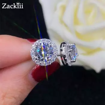 Серьги-гвоздики с муассанитом для женщин, сертифицированные 1 карат, платиновое покрытие, серьги-гвоздики из стерлингового серебра с бриллиантами, свадебные ювелирные украшения