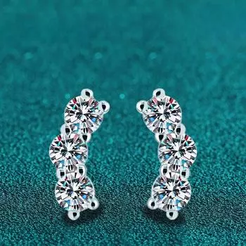 Серьги-гвоздики с муассанитом и бриллиантами для мужчин и женщин, стерлинговое серебро 925 пробы с позолотой 18 карат, роскошные обручальные украшения