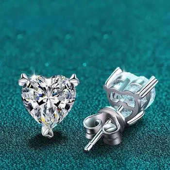 Серьги-гвоздики с муассанитом в форме сердца для женщин, классический свадебный подарок, серьги-гвоздики из стерлингового серебра S925, сертификат GRA 0.5ct and 0.5ct